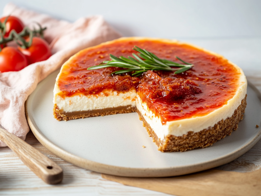 Cheesecake με μαρμελάδα ντομάτα