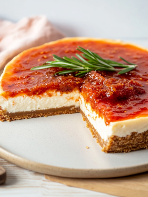 Cheesecake με μαρμελάδα ντομάτα